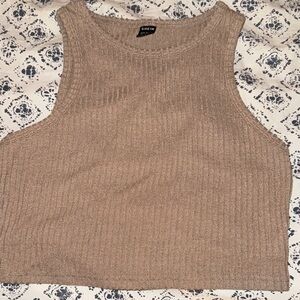 SHEIN Beige Ribbed Knit Top